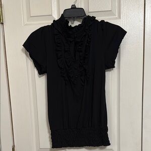 Elegant Black Ruffled Women's Top sz XL